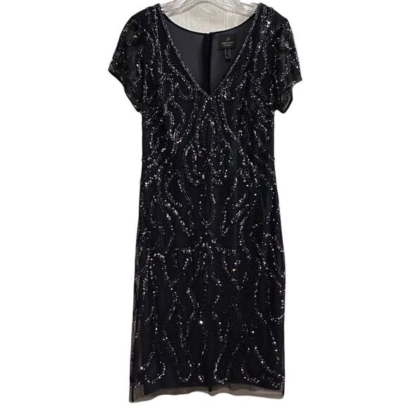 Adrianna Papell Women's Size 8 Navy Sequin Knee Length Dress - Picture 1 of 11